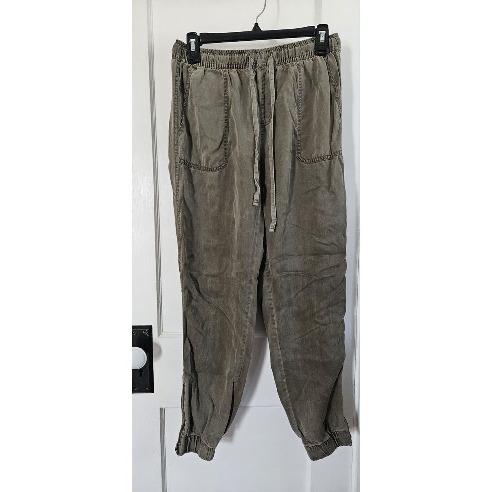 C&C California Womens Size Small Joggers Olive Green 100% Lyocell zip leg